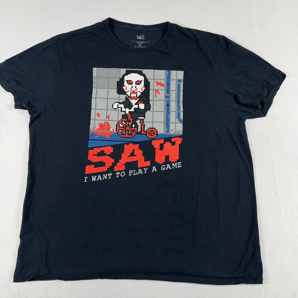 Saw Movie Billy Puppet 8-Bit Pixel Graphic T-Shirt XL‎ Black Lionsgate 2017 Tee